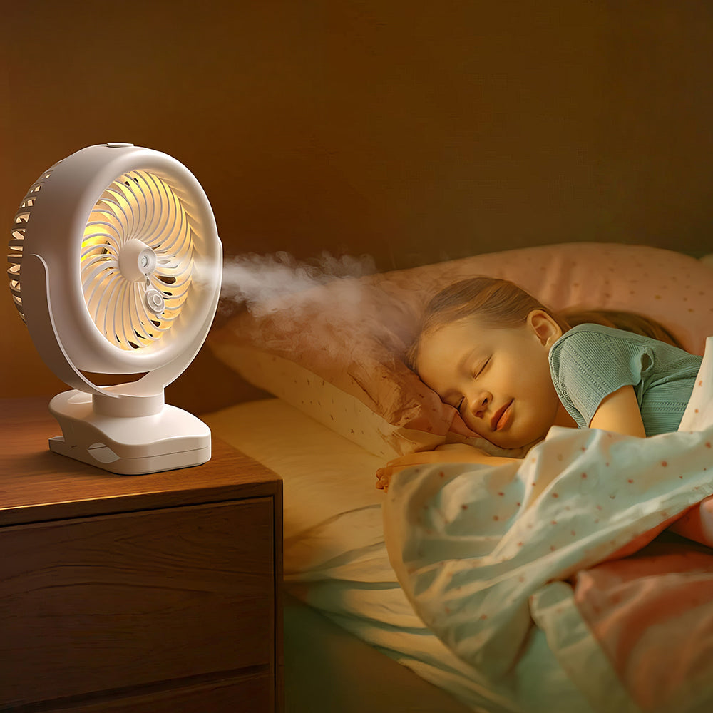 7" Clip-On Desk Fan, 4000mAh Battery, 4 Speeds, 360° Rotation