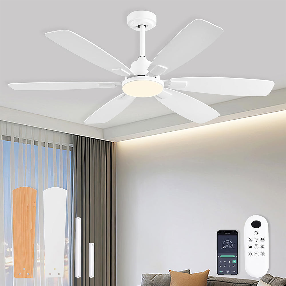 52" Ceiling Fan with Light, Remote, 6-Speed DC Motor, Indoor/Outdoor