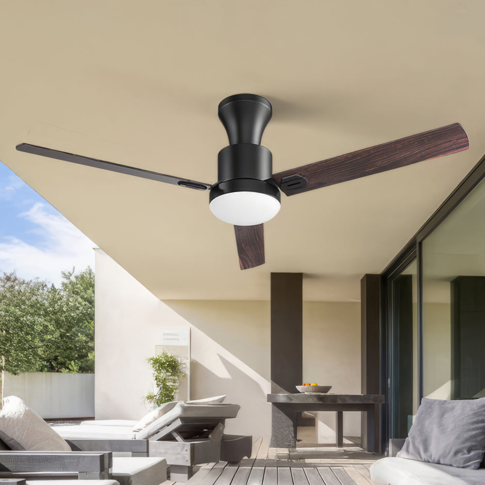42" Flush Mount Ceiling Fan with Light, Remote & App Control, Indoor/Outdoor
