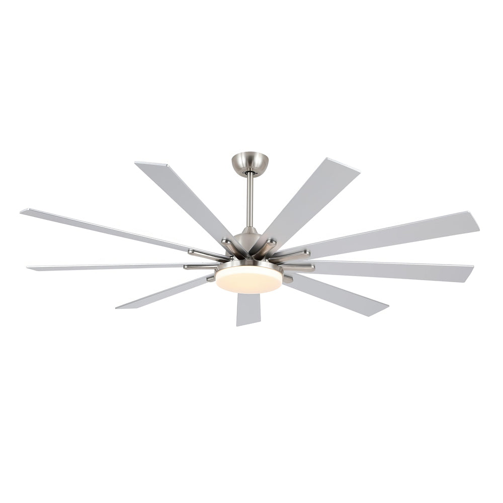 72" Ceiling Fan with Light, 9 Blades, Remote, Reversible, Indoor/Outdoor