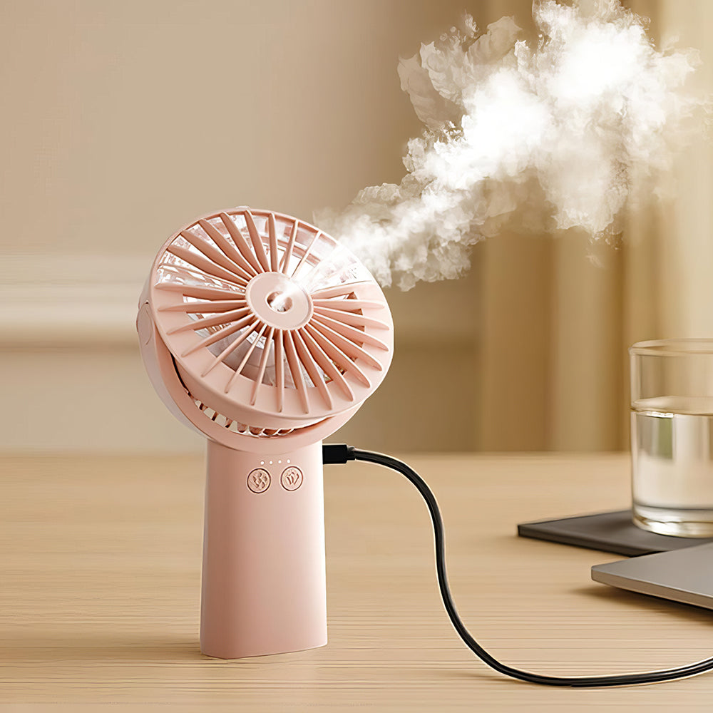 Handheld Misting Fan, 4000mAh Portable Spray Fan, 90° Rotatable