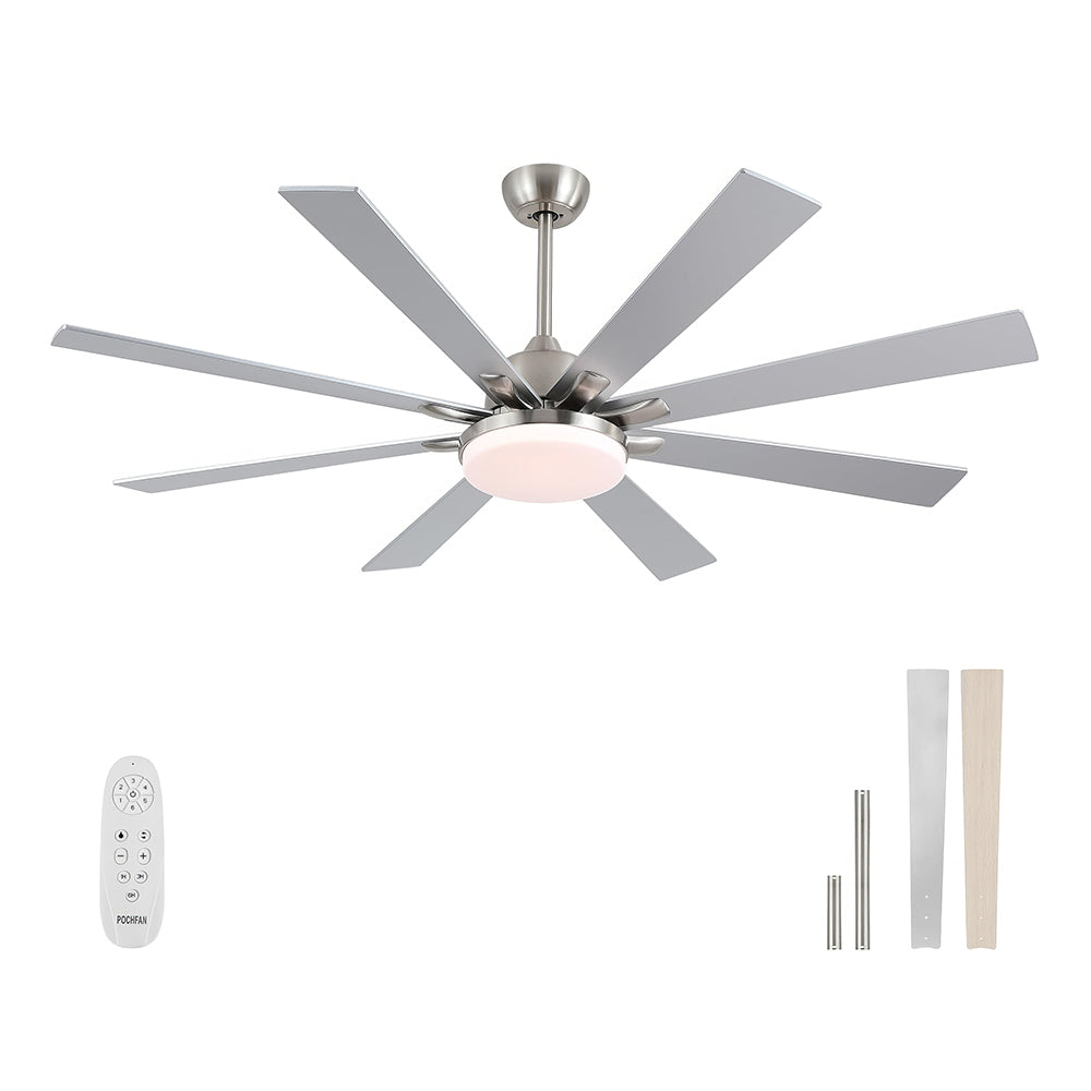 72" Ceiling Fan with Light, 9 Blades, Remote, Reversible, Indoor/Outdoor