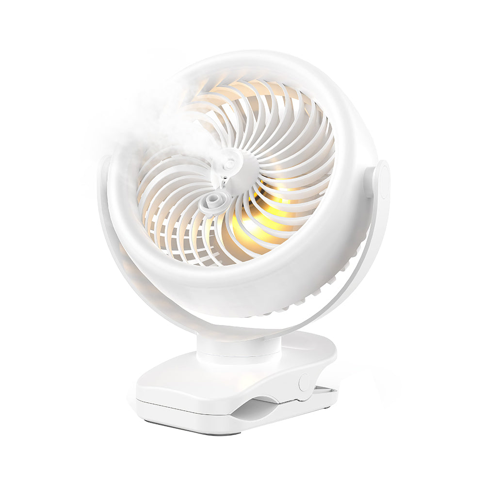 7" Clip-On Desk Fan, 4000mAh Battery, 4 Speeds, 360° Rotation