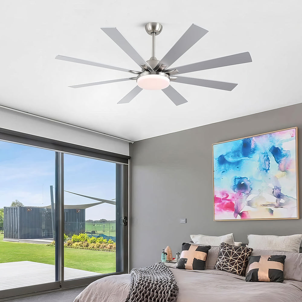 72" Ceiling Fan with Light, 9 Blades, Remote, Reversible, Indoor/Outdoor