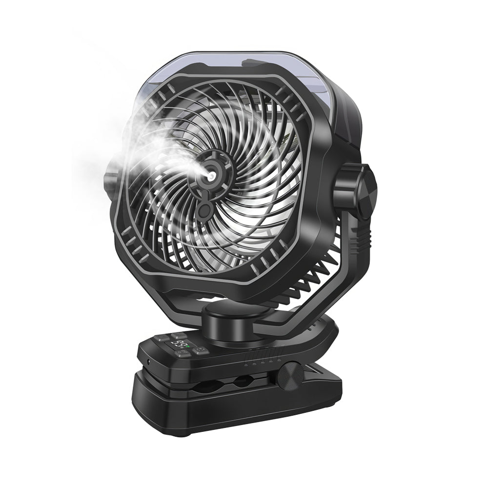 9" Rechargeable Clip Fan with Remote & LED Light, 20000mAh Battery