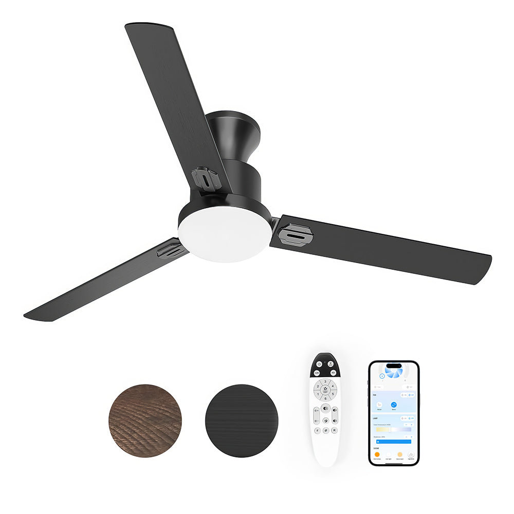 42" Flush Mount Ceiling Fan with Light, Remote & App Control, Indoor/Outdoor