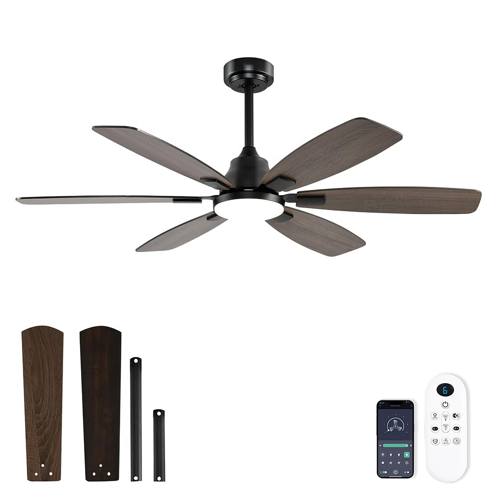 52" Ceiling Fan with Light, Remote, 6-Speed DC Motor, Indoor/Outdoor