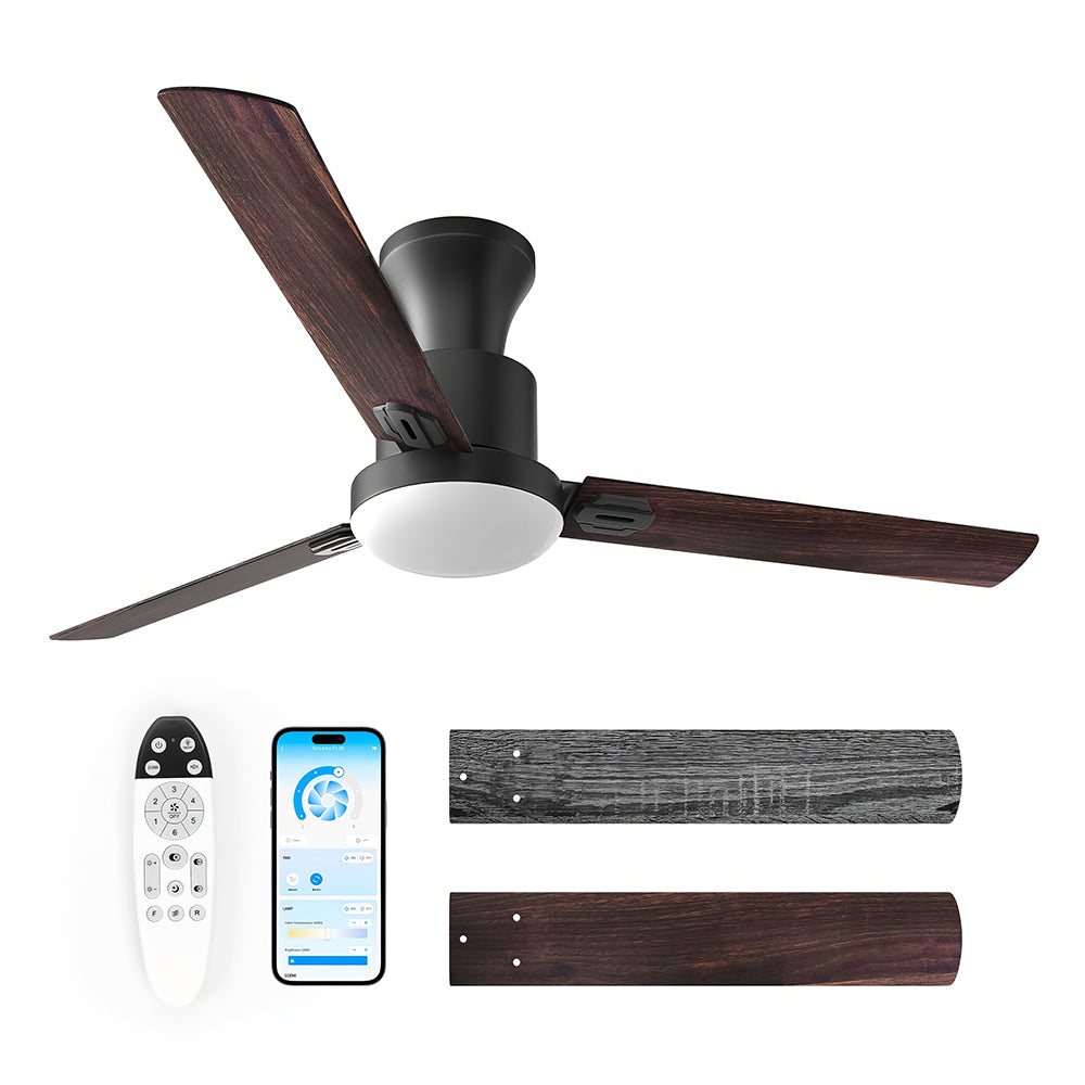 42" Flush Mount Ceiling Fan with Light, Remote & App Control, Indoor/Outdoor