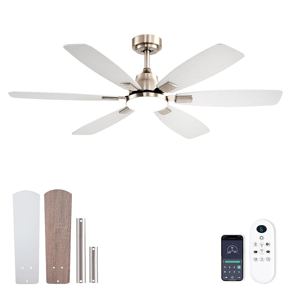 52" Ceiling Fan with Light, Remote, 6-Speed DC Motor, Indoor/Outdoor