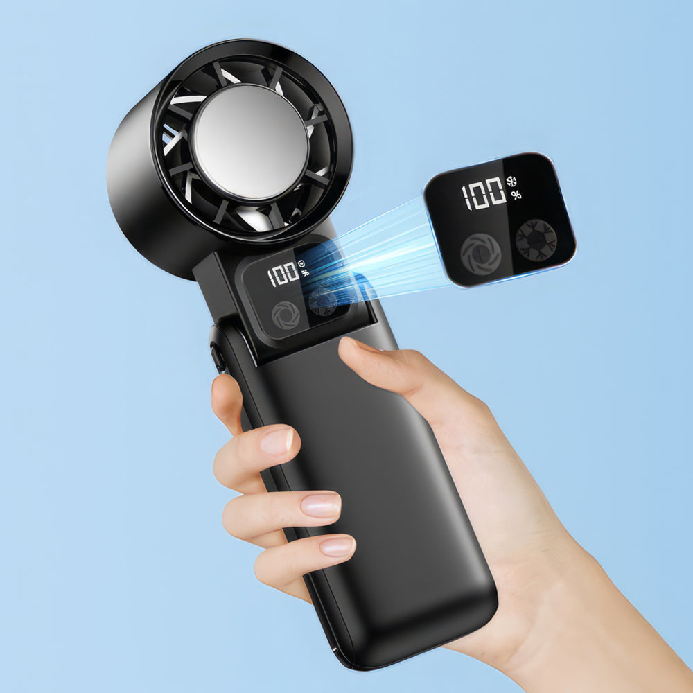 Portable Turbo Handheld Fan with Cooling Pad, 5 Speeds, 12000RPM