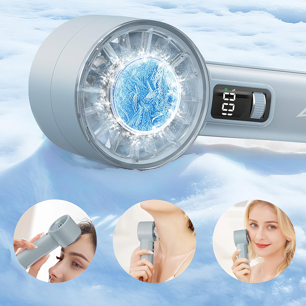 Handheld Fan with Ice Cooler, 100 Speeds, 18H Battery, USB-C Rechargeable
