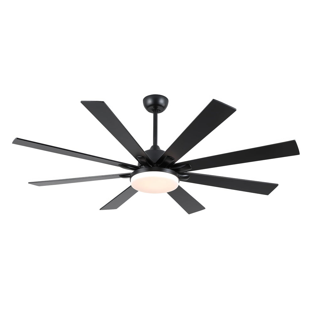 72" Ceiling Fan with Light, 9 Blades, Remote, Reversible, Indoor/Outdoor