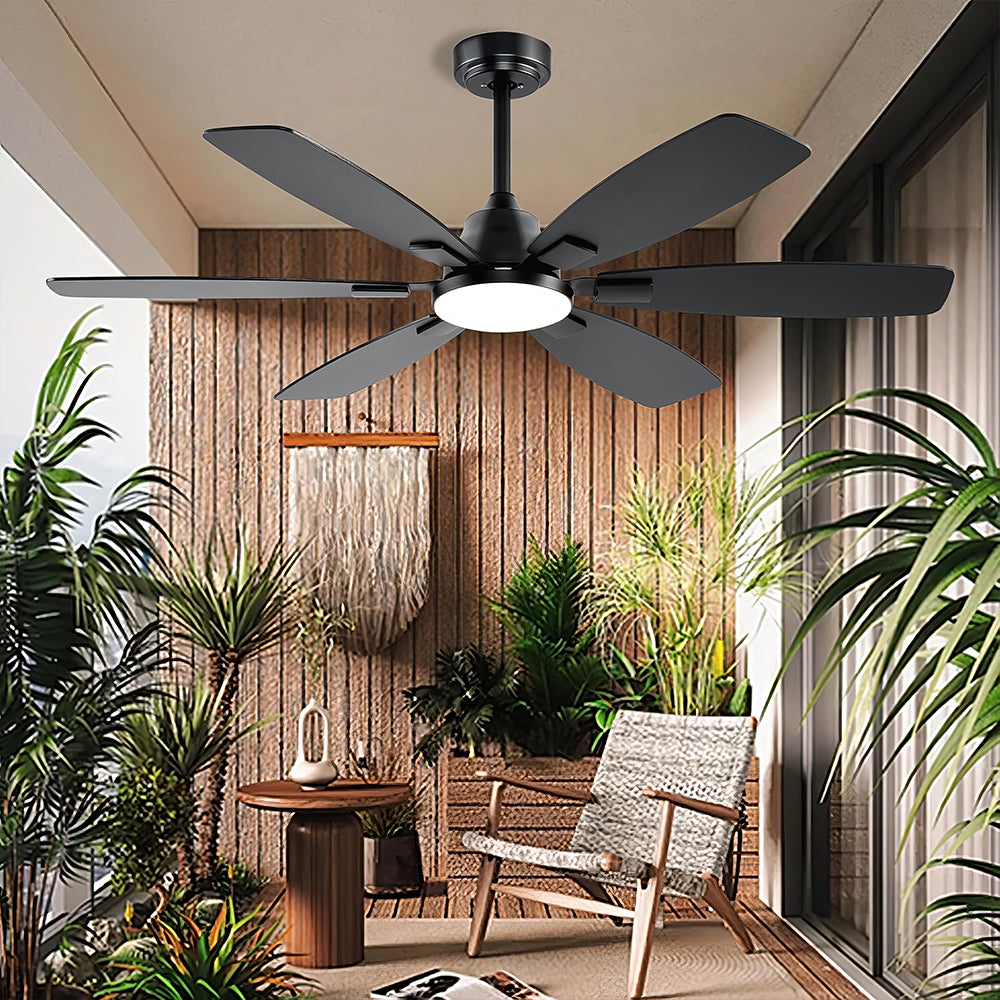 52" Ceiling Fan with Light, Remote, 6-Speed DC Motor, Indoor/Outdoor